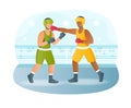 Two male characters are fighting on boxing match in ring Royalty Free Stock Photo