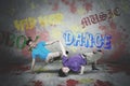 Two male dancers doing break dance together Royalty Free Stock Photo