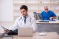 Two male doctors radiologists working in the clinic