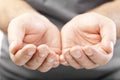 Two male hands as if giving, showing or holding concept