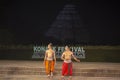 Two Male Odissi Dancers performing Odissi on stage at Konark Dance Festival 2020, Konark Odisha, India. Royalty Free Stock Photo