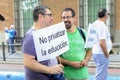Two protesters during the Ã¢â¬ÅGreen TideÃ¢â¬Â demonstration against the pillage of education public money, Madrid Spain