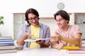 Two male students preparing for exams at home Royalty Free Stock Photo