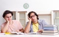 Two male students preparing for exams at home Royalty Free Stock Photo