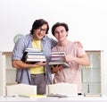 Two male students preparing for exams at home Royalty Free Stock Photo