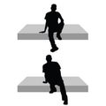 Man silhouette sitting on stage Royalty Free Stock Photo