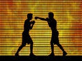 Two man boxing on a fire background Royalty Free Stock Photo