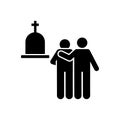 Two man funeral friend grief icon. Element of pictogram death illustration Royalty Free Stock Photo