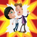 Two Man Intimidate Fight Cartoon Vector