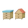 Two man made beehive isolated on white background. Clip art illustration.