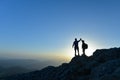 Two man with success gesture on mountain Royalty Free Stock Photo