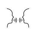 Two Man Talk Line Icon. People Face Head in Profile Speak Linear Pictogram. Person Conversation Speech Outline Icon Royalty Free Stock Photo