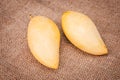 Two mango on sackcloth Royalty Free Stock Photo