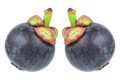 two mangosteens isolated on white Royalty Free Stock Photo