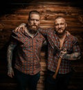 Two mans with beards and tattoo. Royalty Free Stock Photo