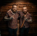 Two mans with beards and tattoo. Royalty Free Stock Photo