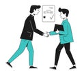 Two mans shaking hands after signing contract. Closed deal concept Royalty Free Stock Photo