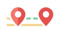 Two Map Pins Icon for Location & Proximity, vector design Generative AI Royalty Free Stock Photo