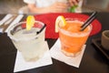 Two margarita one with strawberry Royalty Free Stock Photo