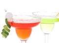 Two Margaritas cocktail with mint and lime spiral in chilled sal Royalty Free Stock Photo