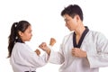 Two martial artists staring at each other Royalty Free Stock Photo
