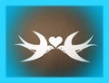 Two martin birds and heart. Paper cutting Royalty Free Stock Photo