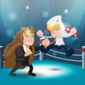 Two Mascot Fight Boxer Eagle Bear Vector Fight Text