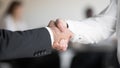 Two masculine businessmen hands shaking each other. Royalty Free Stock Photo
