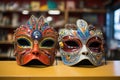 two masks side by side at a masquerade store Royalty Free Stock Photo