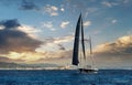 Two-masted yacht in the Mediterranean sea. Ibiza, Balearic Islands. Spain Royalty Free Stock Photo