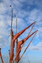 Sails, masts and rigging on a Thames sailing barge yacht Royalty Free Stock Photo