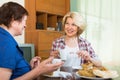 Two mature female drinking tea Royalty Free Stock Photo