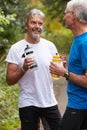 Two Mature Male Joggers Taking Break Whilst On Run