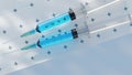 two medical syringe with blue liquid inside of it Royalty Free Stock Photo