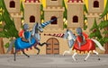 Two medieval knights fighting together Royalty Free Stock Photo