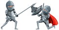 Two medieval knights fighting on white background Royalty Free Stock Photo