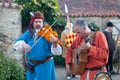 Two medieval minstrels, playing music