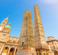 Two medieval towers of Bologna Le Due Torri: Asinelli and Garisenda Royalty Free Stock Photo