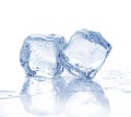 Two melting ice cubes on white background Royalty Free Stock Photo