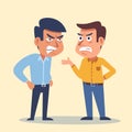 Two men arguing cartoon with angry expressions and gesturing. Office conflict between employees cartoon. Disagreement Royalty Free Stock Photo