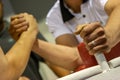 Two men in arm wrestling competition Royalty Free Stock Photo