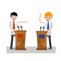 Presidential debate. Cartoon flat illustration