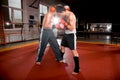 Two men is boxing on the ring Royalty Free Stock Photo