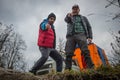 Two men camping outdoors Royalty Free Stock Photo