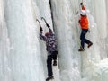 Climbing ice falls Royalty Free Stock Photo