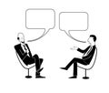 Two men dialog. Vector outline image. Royalty Free Stock Photo