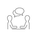 Two men discussion line icon on white background