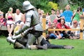 Medieval soldiers in armor fighting Royalty Free Stock Photo