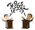 Two Men Engaging in Podium Debate Royalty Free Stock Photo