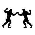 Two men fight silhouette conflict Royalty Free Stock Photo